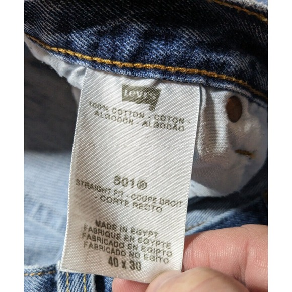 LEVIS 501 ORIGINAL STRAIGHT  Button Fly Denim Blue Jeans - Men 40X30 - Picture 8 of 16